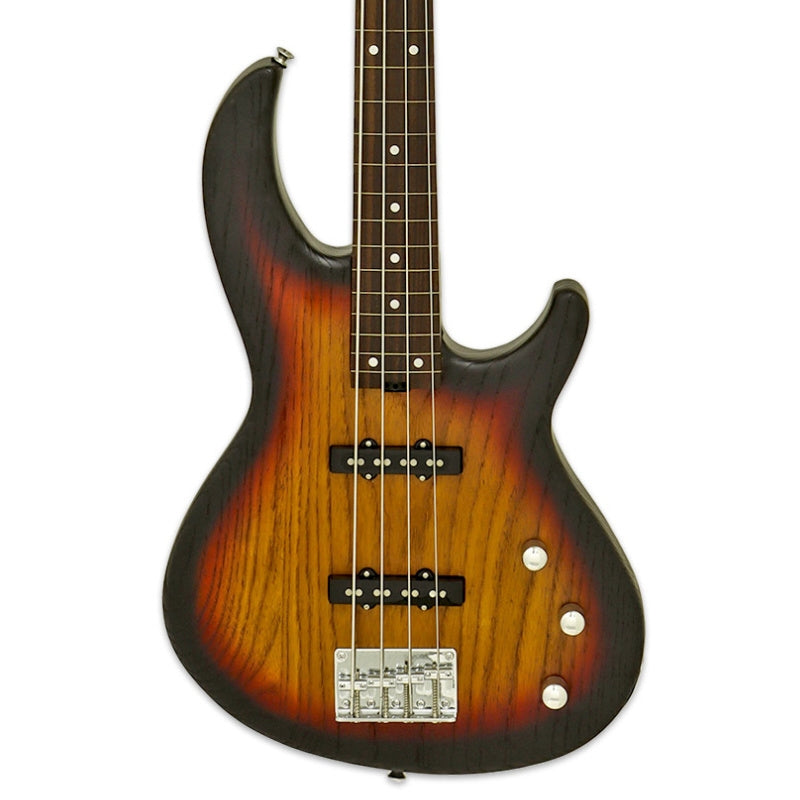 Aria Pro II 313-JP Detroit 4-String Bass Guitar. Open Pore Sunburst Body