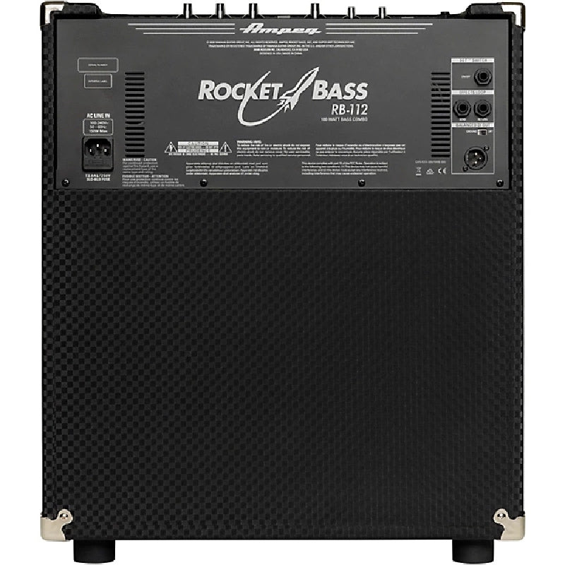 Ampeg RB-112 Rocket Bass 100 Watt Combo Bass Amplifier. Black and Silver. Back View