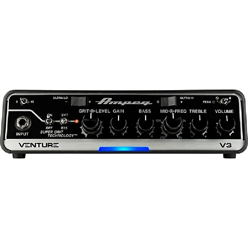 Ampeg VENTURE-V3 Venture Bass 300 Watt Bass Amplifier Head. Black. Front View