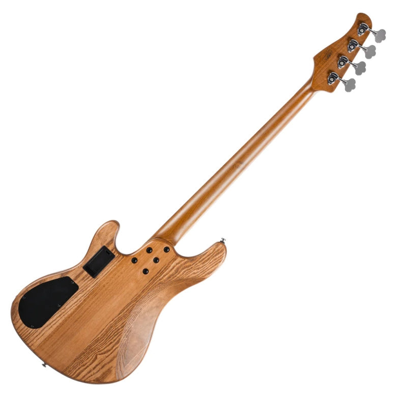 Cort GB Series Modern 4-String Bass Guitar. Open Pore Vintage Natural. Fulll Back View