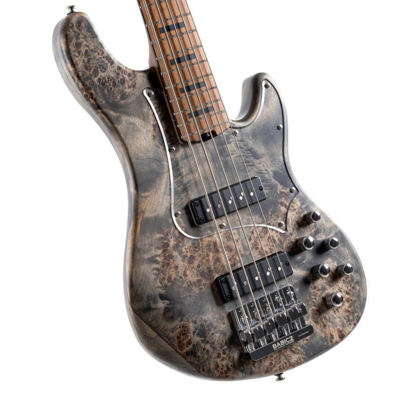 Cort GB Series Modern 5-String  Bass Guitar – Open Pore Charcoal Grey. Body View