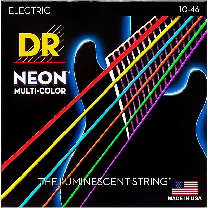 DR Strings NMCE-10 Hi-Def Neon Electric Guitar Strings. Multi-Color 10-46