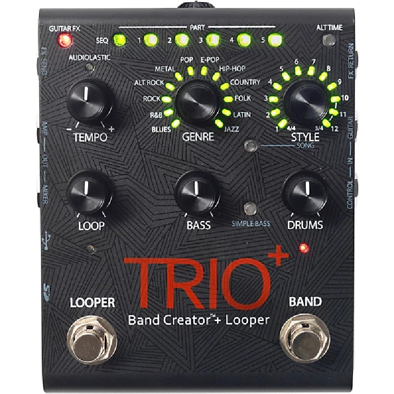 DigiTech Trio+ Band Creator and Looper Pedal. Front View