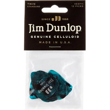 Dunlop 483P11HV Celluloid Guitar Pick Turquoise Pearloid Heavy (12 Pack)