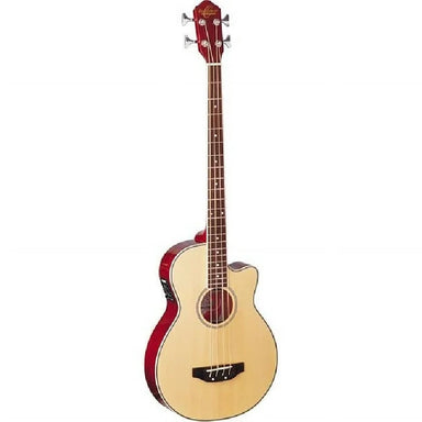 Oscar Schmidt OB100N-A Acoustic Electric Bass. Natural Spruce. Full View