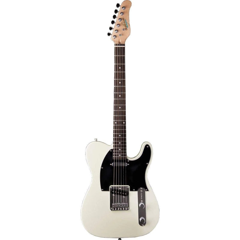 Oscar Schmidt OS-LT-IV-MF-A Single Cut Solid Body Electric Guitar.  Ivory White Full View