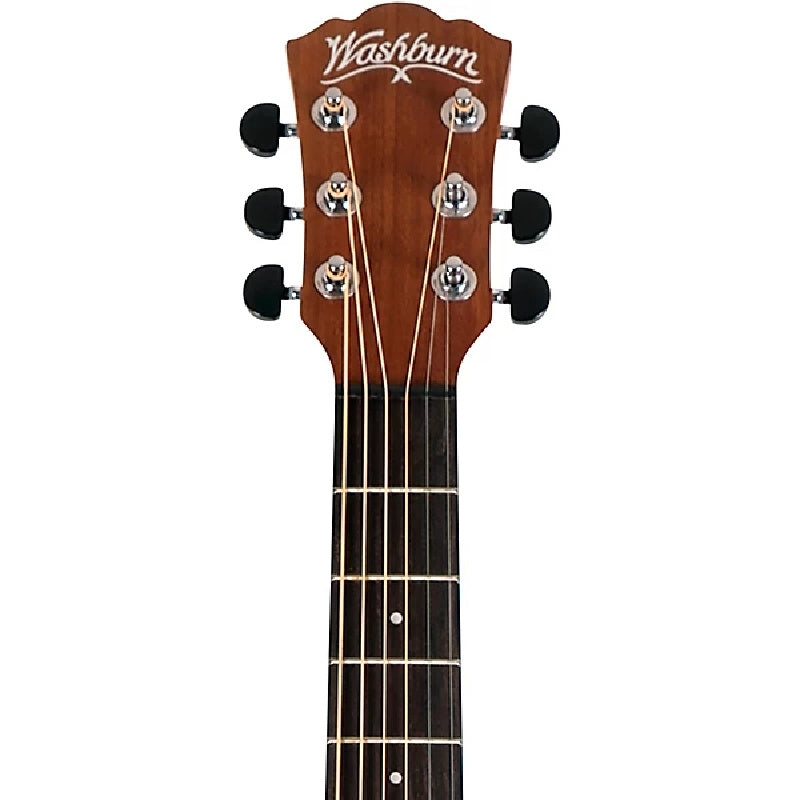 Washburn G-Mini 5 Apprentice Series 7/8 Size Acoustic Guitar. Black Matte Headstock